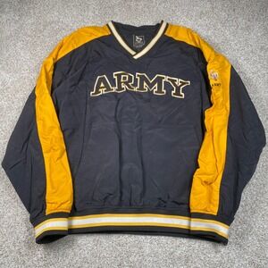 Vintage ARMY Gear For Sports‎ L Pullover Windbreaker Jacket Black Gold Men's Zip